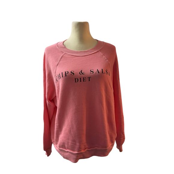 Wildfox "Chips & Salsa Diet" sweatshirt in pink. Size Small - Picture 1 of 5